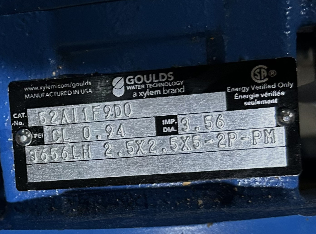 Baldor EJMM3550T Electric Motor w/ Goulds 52AI1F9D0, 3656LH Water Pump