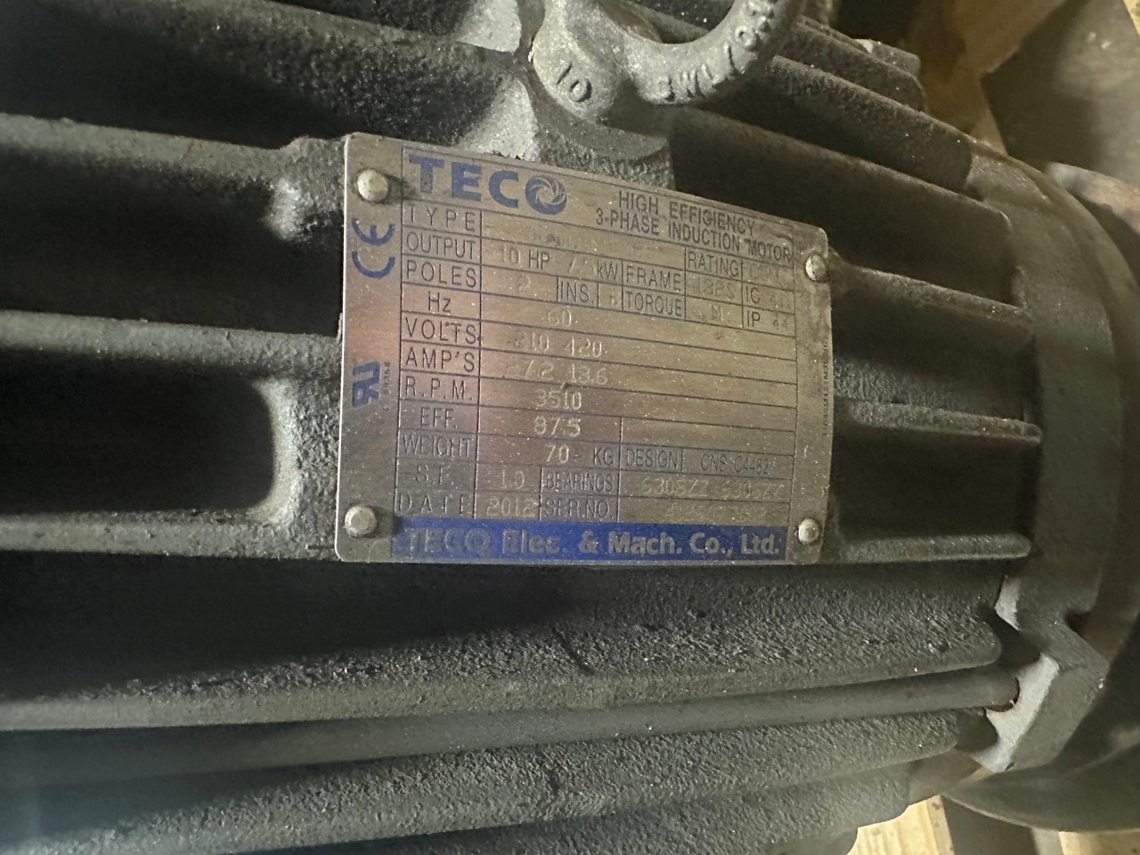 Teco 10Hp Inline Vertical Pump 200 GPM 3" x 3" Flanged Inlet / Outlet