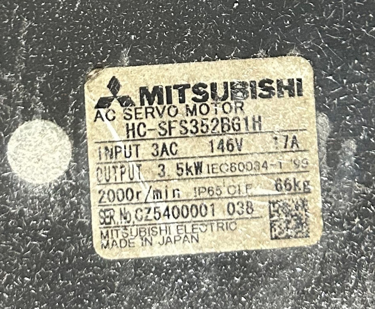 Mitsubishi HC-SFS352BG1H AC Servo Motor w/ CHHM-4135-11 Cyclo Drive