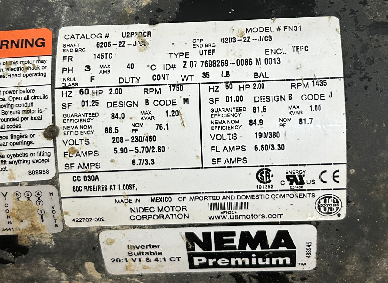 MP 44215 Centrifugal Trash Pump 5.82 Imp. Dia. w/ Baldor FN31 Motor