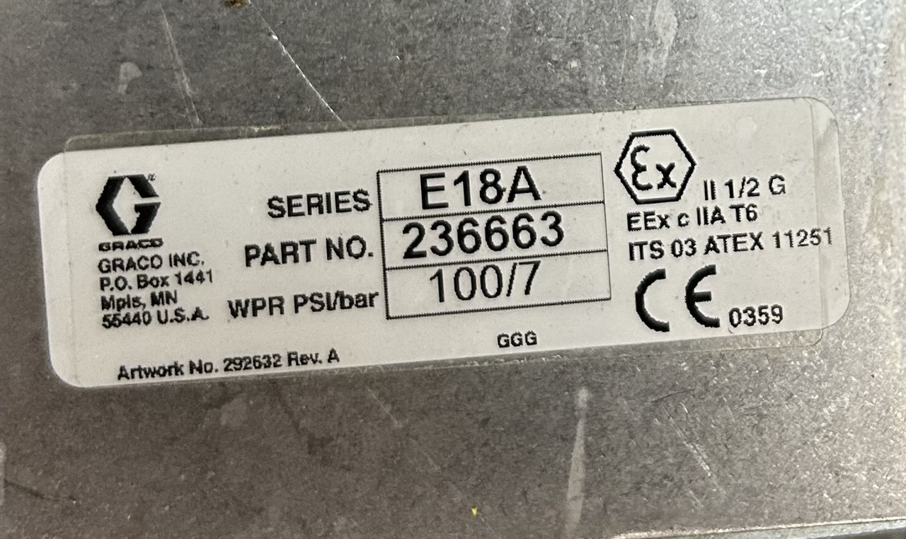 Graco 236663 Pneumatic Agitator Ser.E18A w/ Ironman B813-20-L(SP) Gear Reducer