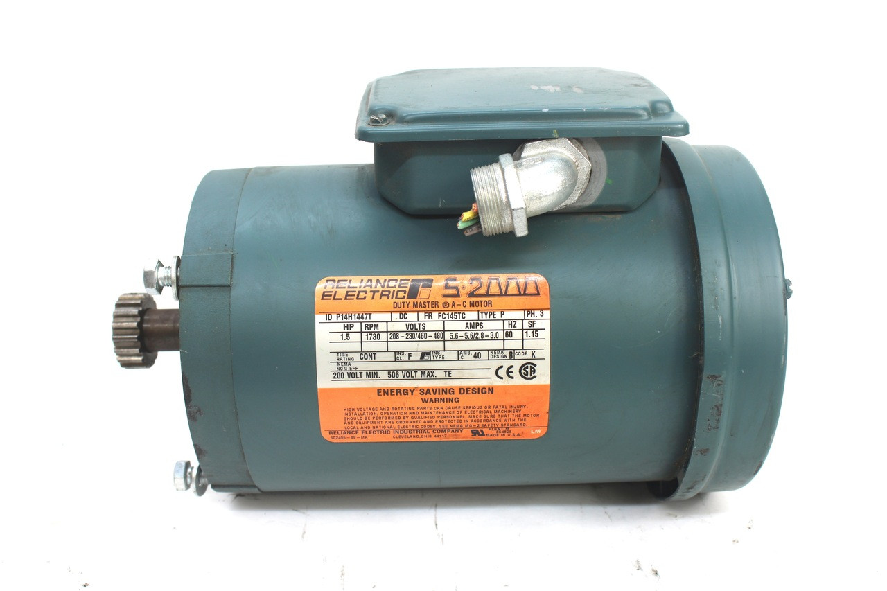 Reliance Electric P14H1447T AC Motor 3PH 1730 RPM, 1.5HP, 208-480V, FC145TC