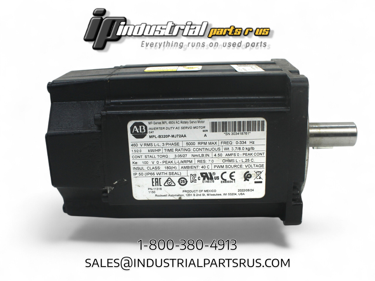 Allen Bradley MPL-B320P-MJ72AA Ser. A AC Servo Motor, 400V Allen Bradley MPL-B320P-MJ72AA Ser. A AC Servo Motor, 400V