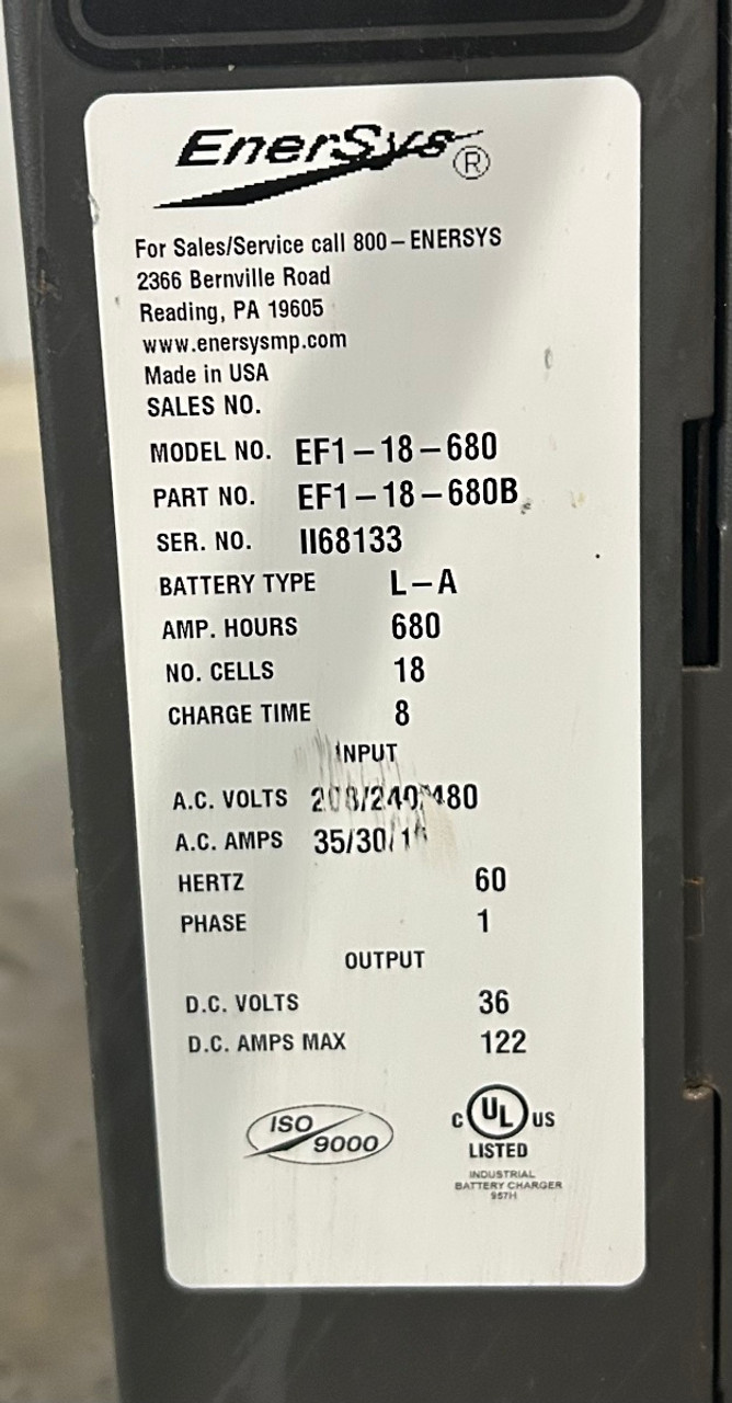 EnerSys EF1-18-680B Industrial Battery Charger