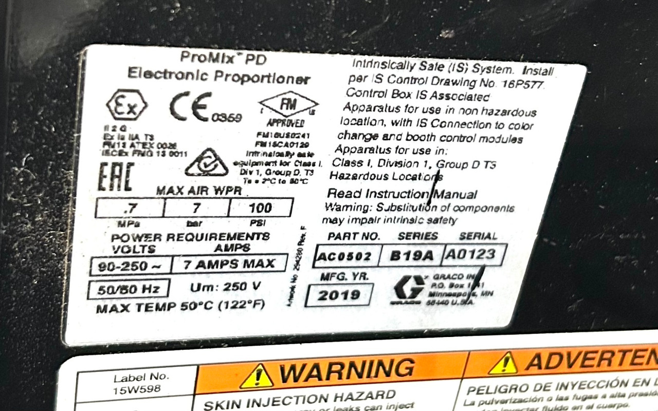 Graco ProMix PD AC0502 High-Precision Electronic Proportioner for Hazardous Environments