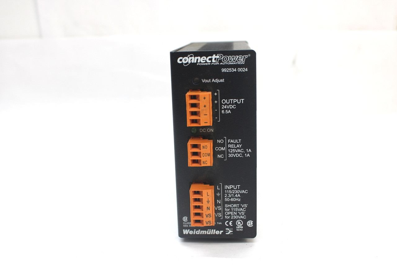 Weidmuller 992534 0024 ConnectPower Power Supply, Input: 115-230V AC, 50/60Hz, Output: 24V DC, 6.5A