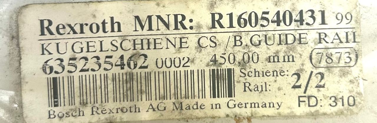 Rexroth R160540431 Ball Guide Rail, 450.00mm
