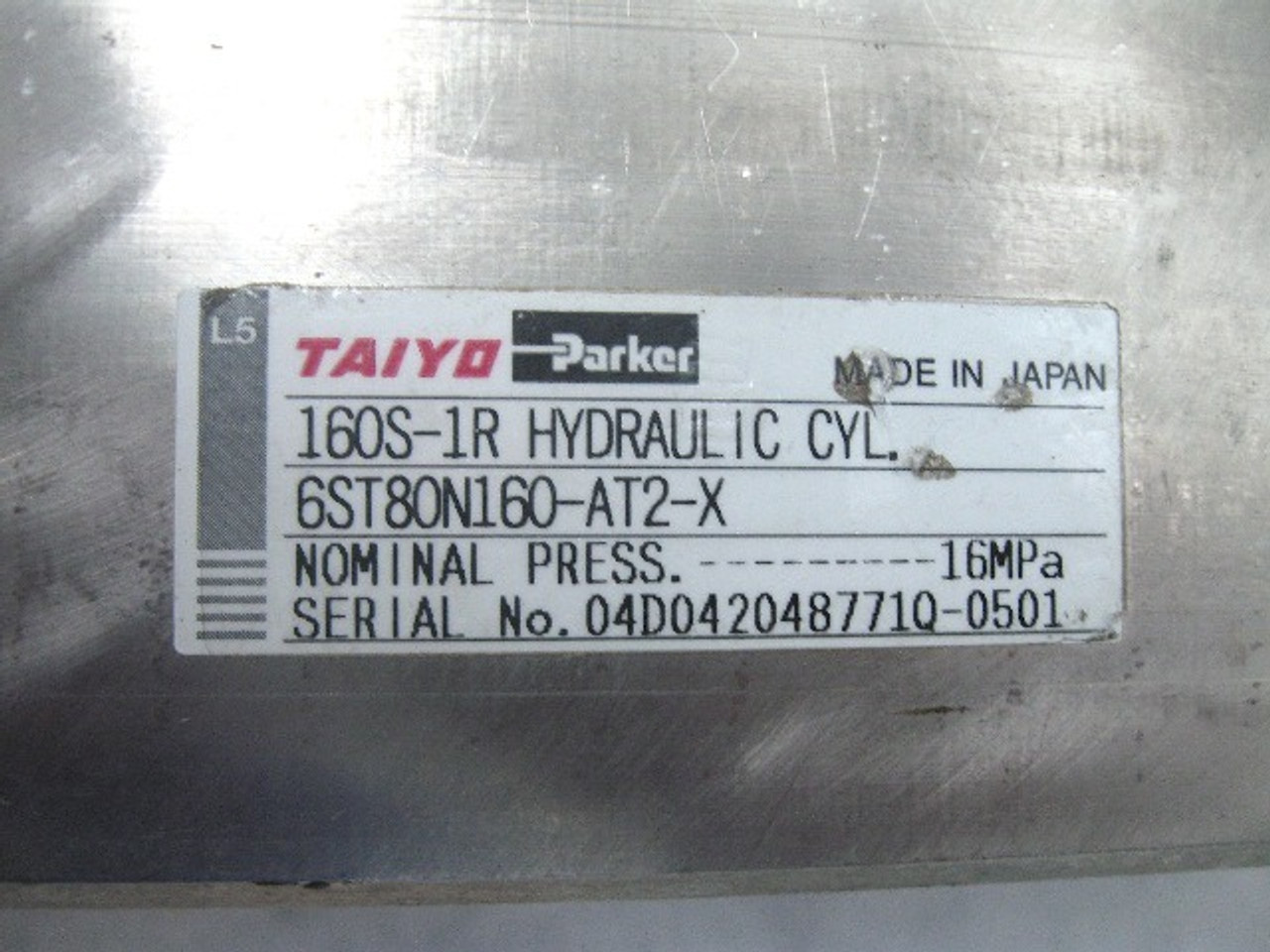 Taiyo Parker 160S-1R 6ST80N160-AT2-X Hyd. Cylinder 80 MM Bore 160 MM Stroke New Taiyo Parker 160S-1R 6ST80N160-AT2-X Hyd. Cylinder 80 MM Bore 160 MM Stroke New