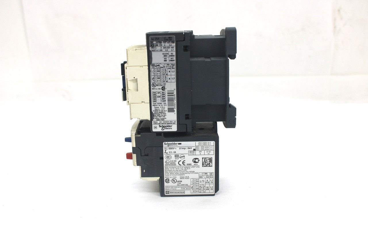 Schneider Electric  LC1 D09 Contactor w/ LRD 08 Thermal Overload Relay Schneider Electric  LC1 D09 Contactor w/ LRD 08 Thermal Overload Relay