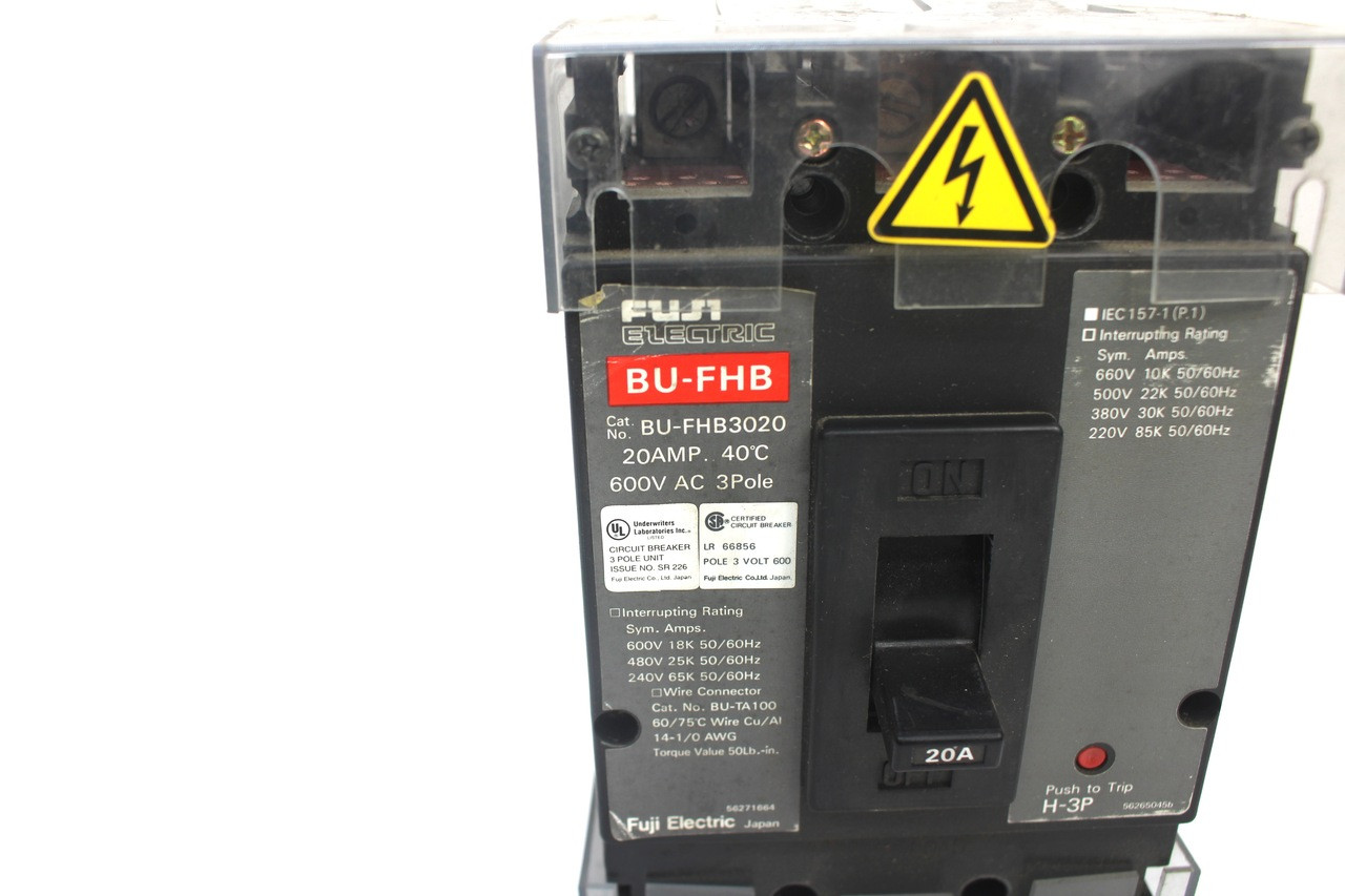 Fuji BU-FHB3020 Circuit Breaker 20A 600V AC Fuji BU-FHB3020 Circuit Breaker 20A 600V AC