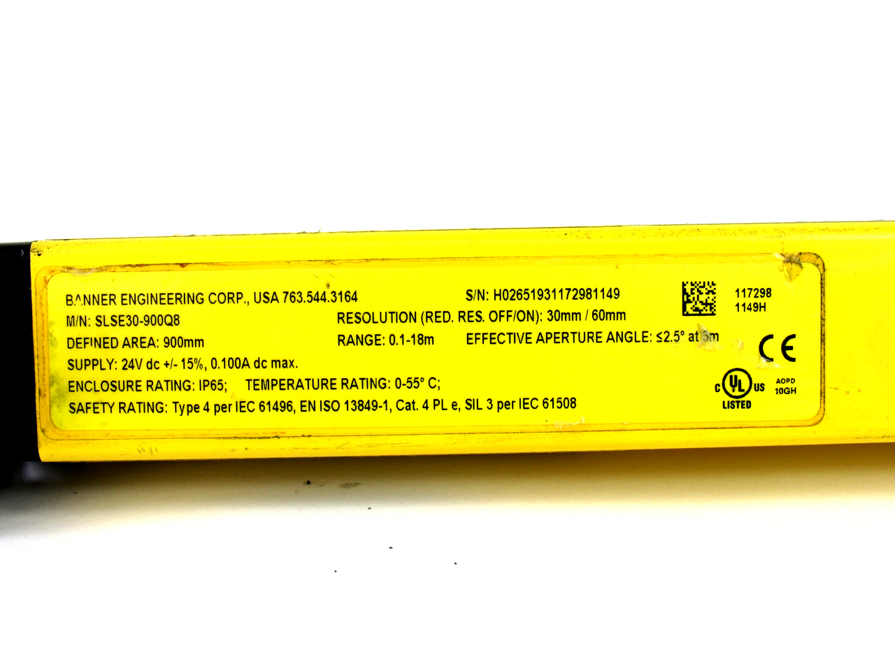 Banner SLSR30-900Q8/SLSE30-900Q8 EZ-Screen Light Curtain Emitter / Receiver 900mm