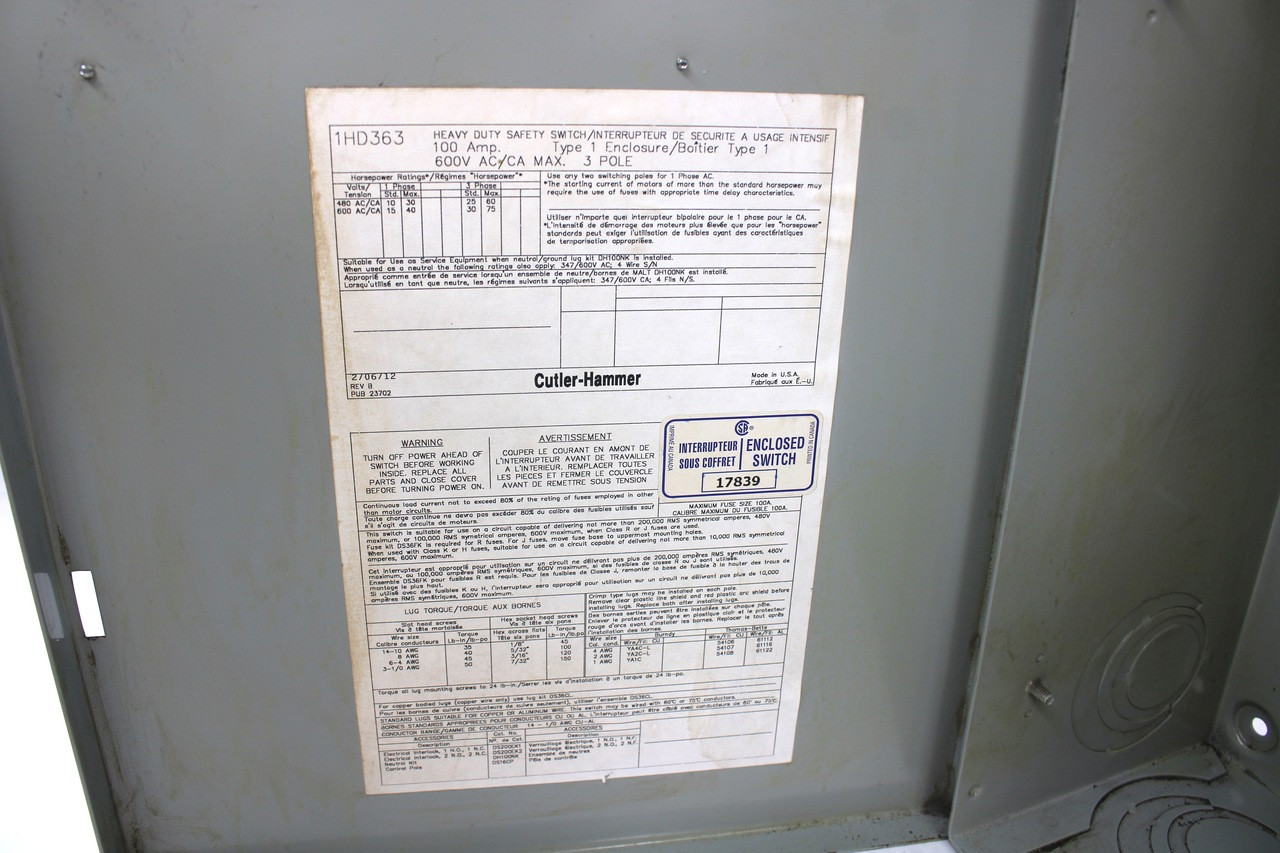 Eaton 1HD363 Heavy Duty Safety Switch