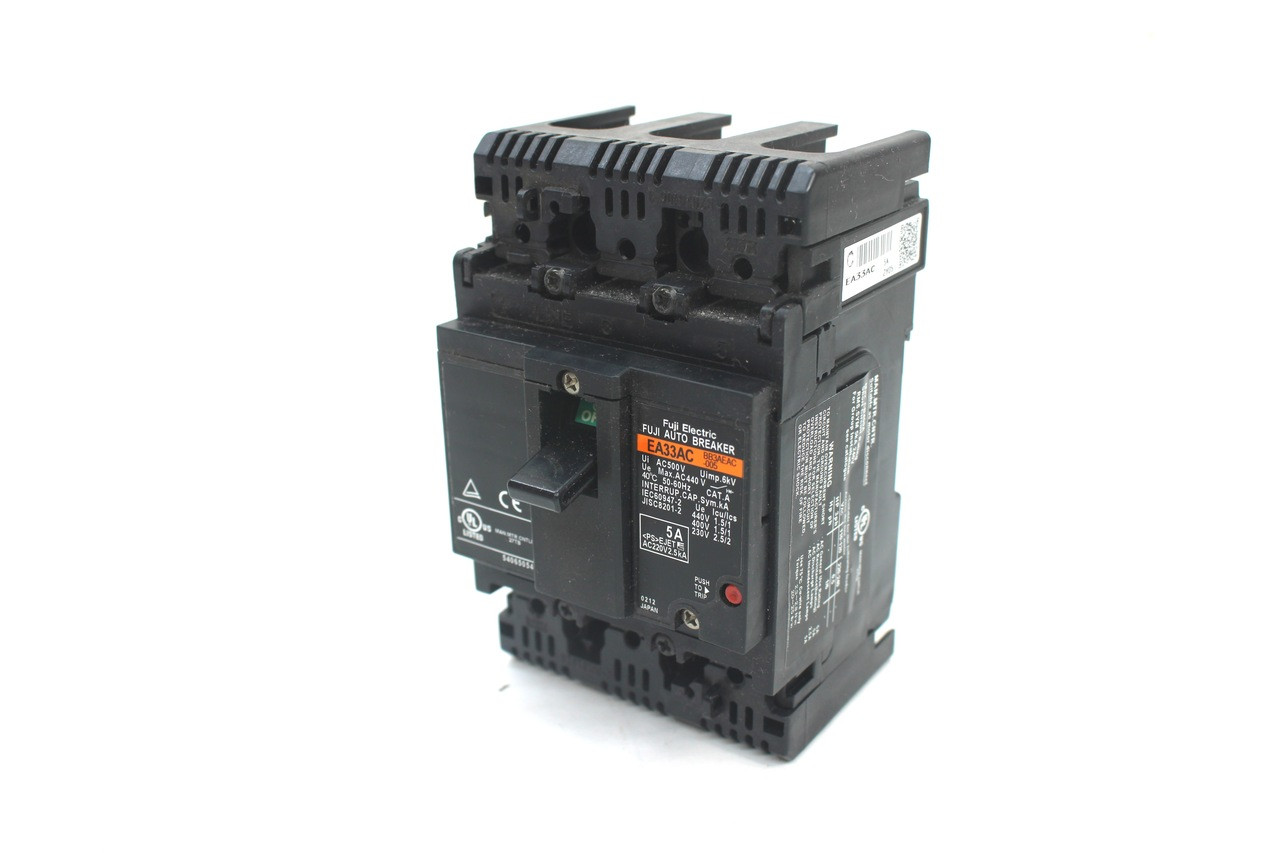 Fuji EA33AC 3-Pole Molded Case Circuit Breaker with Terminal Connections and Trip Unit Display