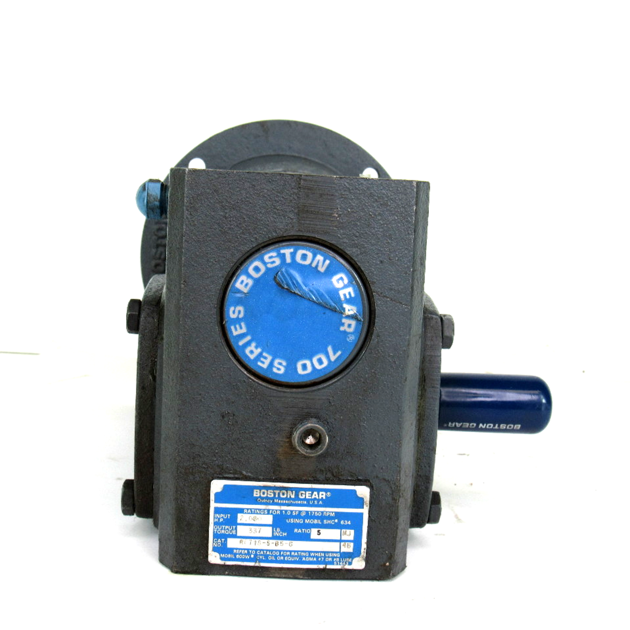Boston Gear RF718-5-B5-G Speed Reducer, Right Angle, 1.0SF @ 1750 RPM, 2.080 HP, 5:1 Ratio, Output Torque: 337 Lb. Inch