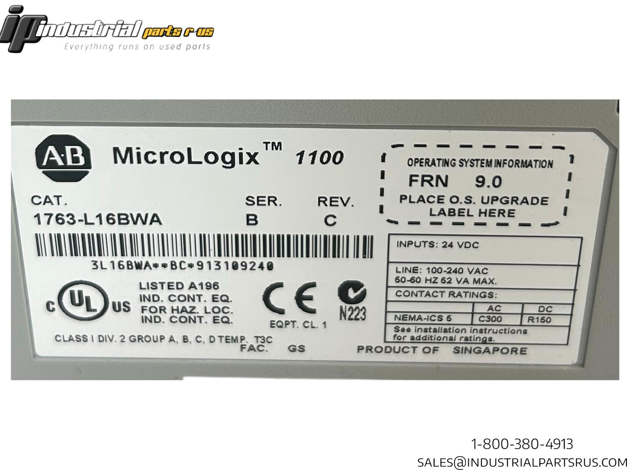 Allen Bradley 1763-L16BWA MicroLogix 1100 Micro Controller, Ser.B, 24VDC