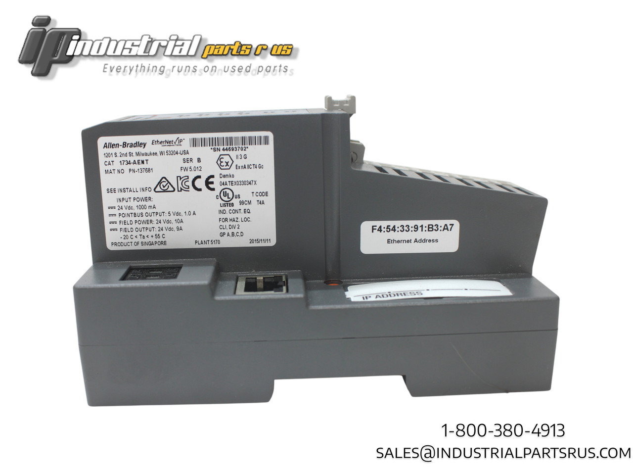 Allen Bradley 1734-AENT POINT I/0 Ethernet Network Adapter, Ser.B, FW 5.012