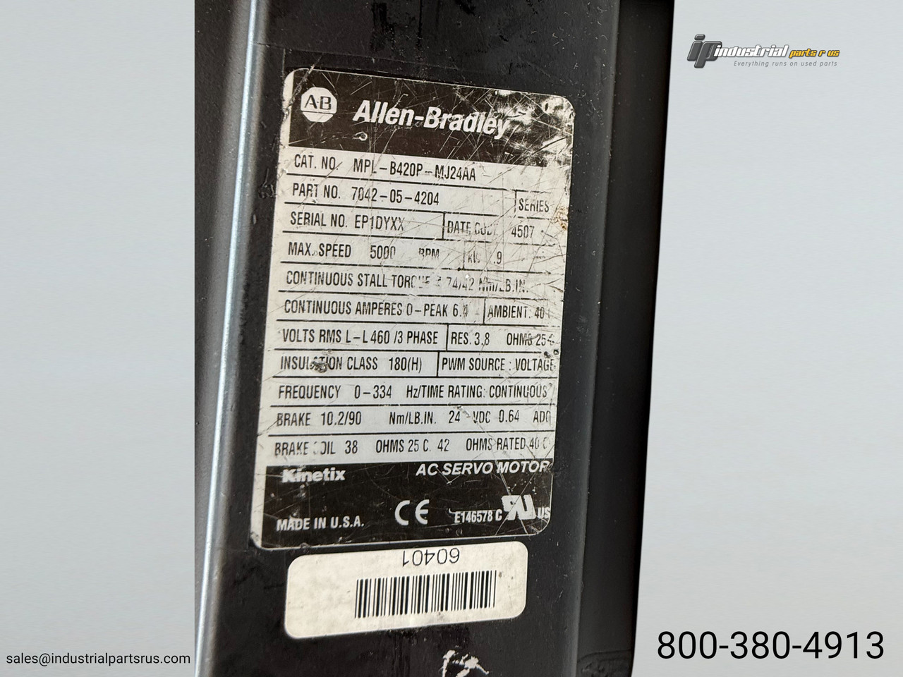 Allen Bradley MPL-B420P-MJ24AA AC Servo Motor Kinetix MPLB420PMJ24AA Warranty