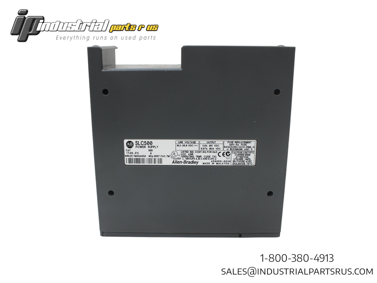 Allen Bradley 1746-P3 Power Supply, SLC 500, Ser.A, 19.2-28.8V DC, 3.6A