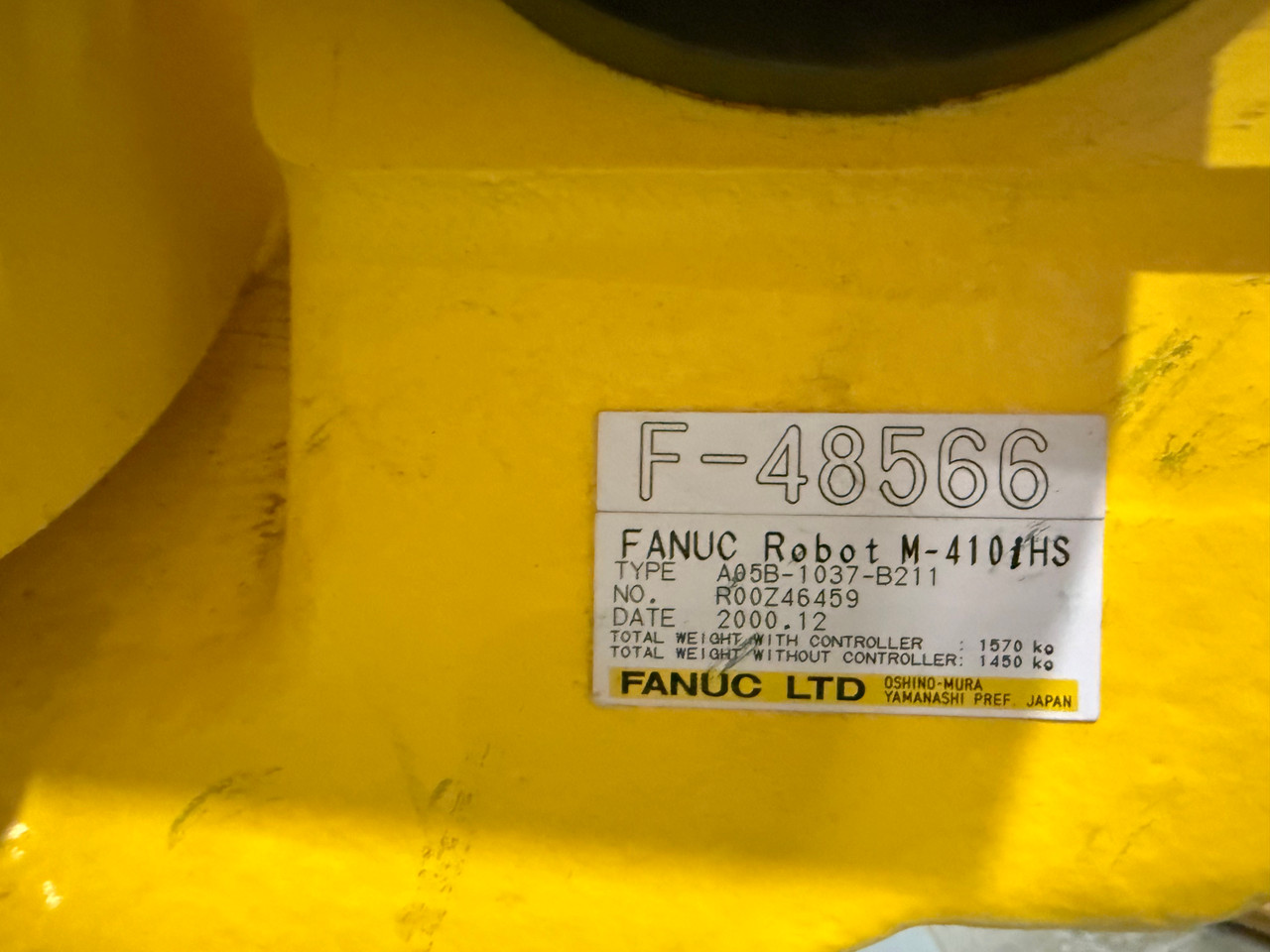Fanuc M-410iHS Palletizing Robot with R-J3 Control, Perfect Condition!!