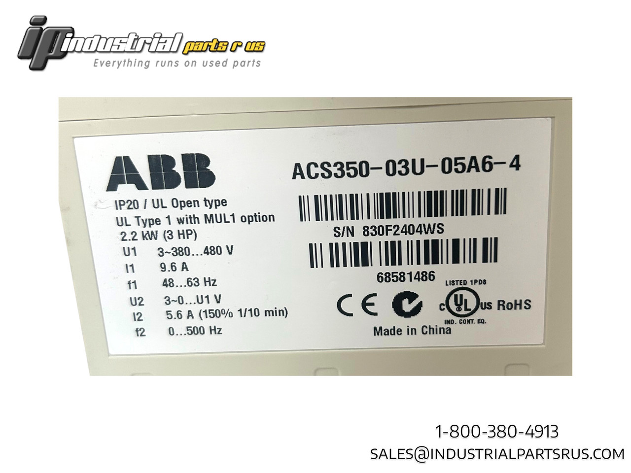 ABB ACS350-03U-05A6-4 AC Drive, 2.2kW