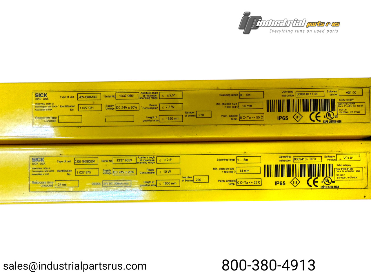 SICK C40S-1601AA300 Safety Light Curtain Emitter & Receiver New Open Box