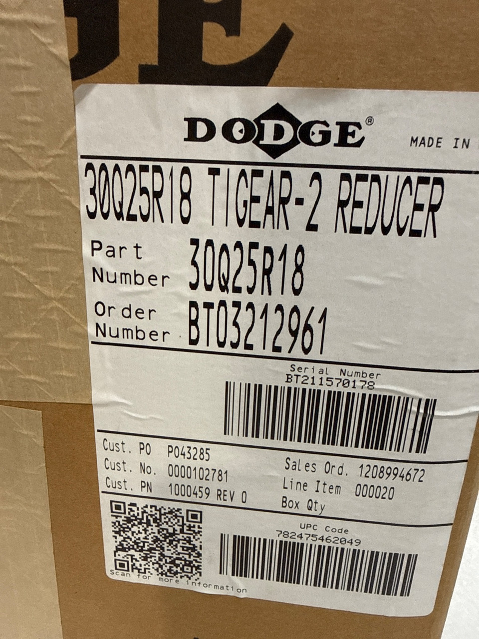 Dodge 30Q25R18 Tigear-2 Right Angle Gearbox