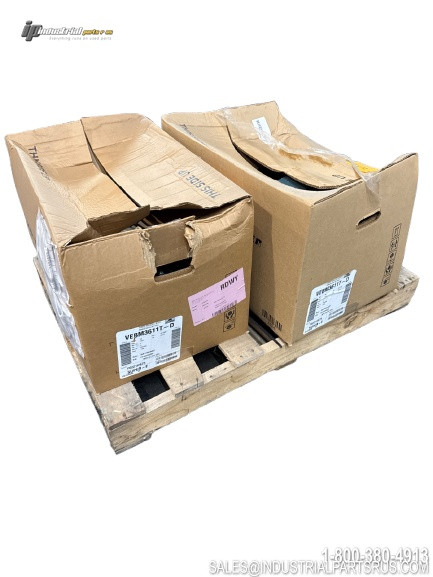 Baldor VEBM3611T General Purpose Motor damaged shipping boxes on wooden pallet industrial equipment