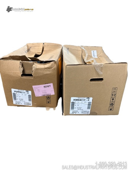 Baldor VEBM3611T General Purpose Motors in shipping boxes with product labels and handling straps