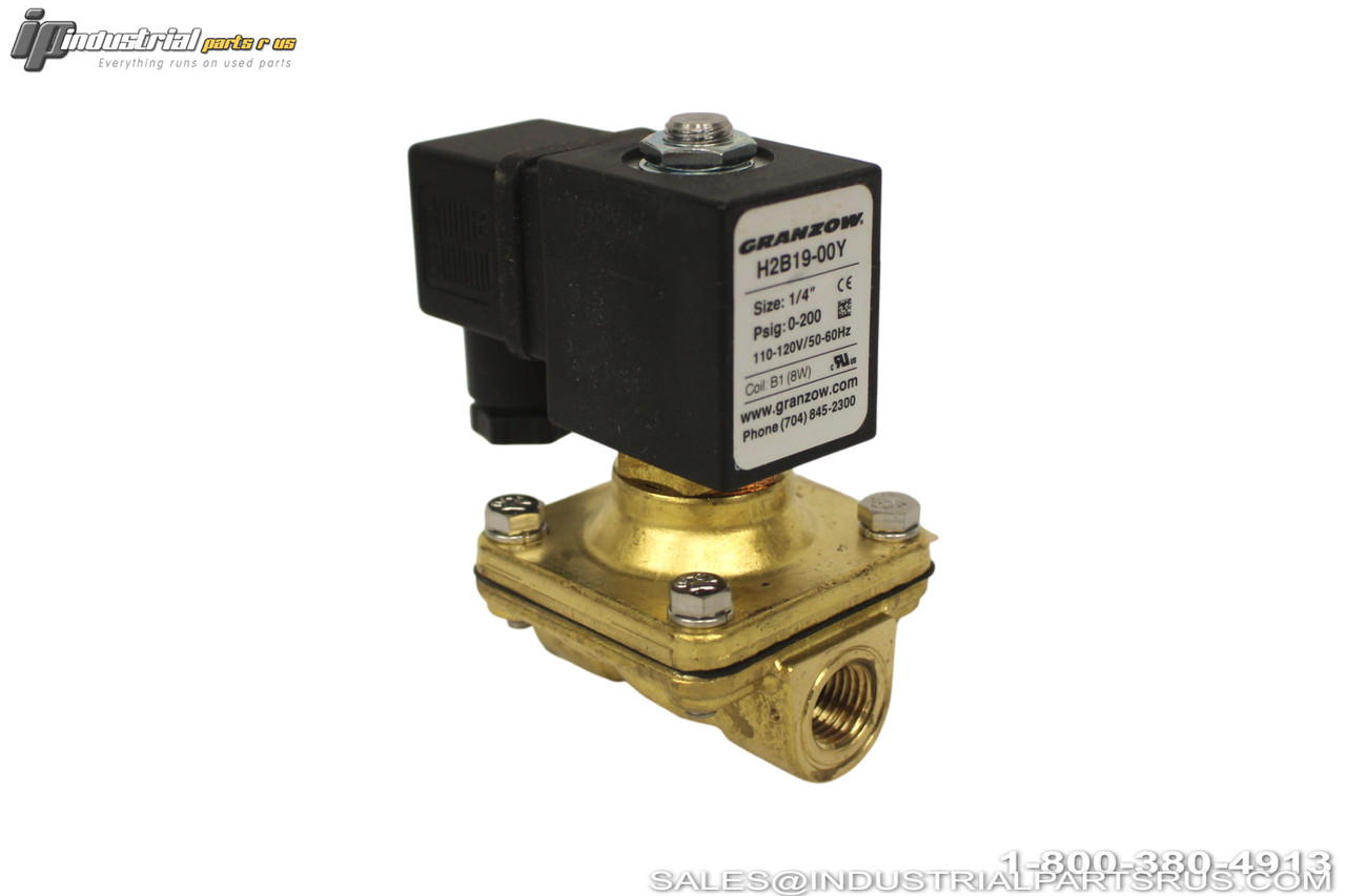 Granzow H2B19-00Y Brass Solenoid Valve with Electrical Coil and Threaded Ports