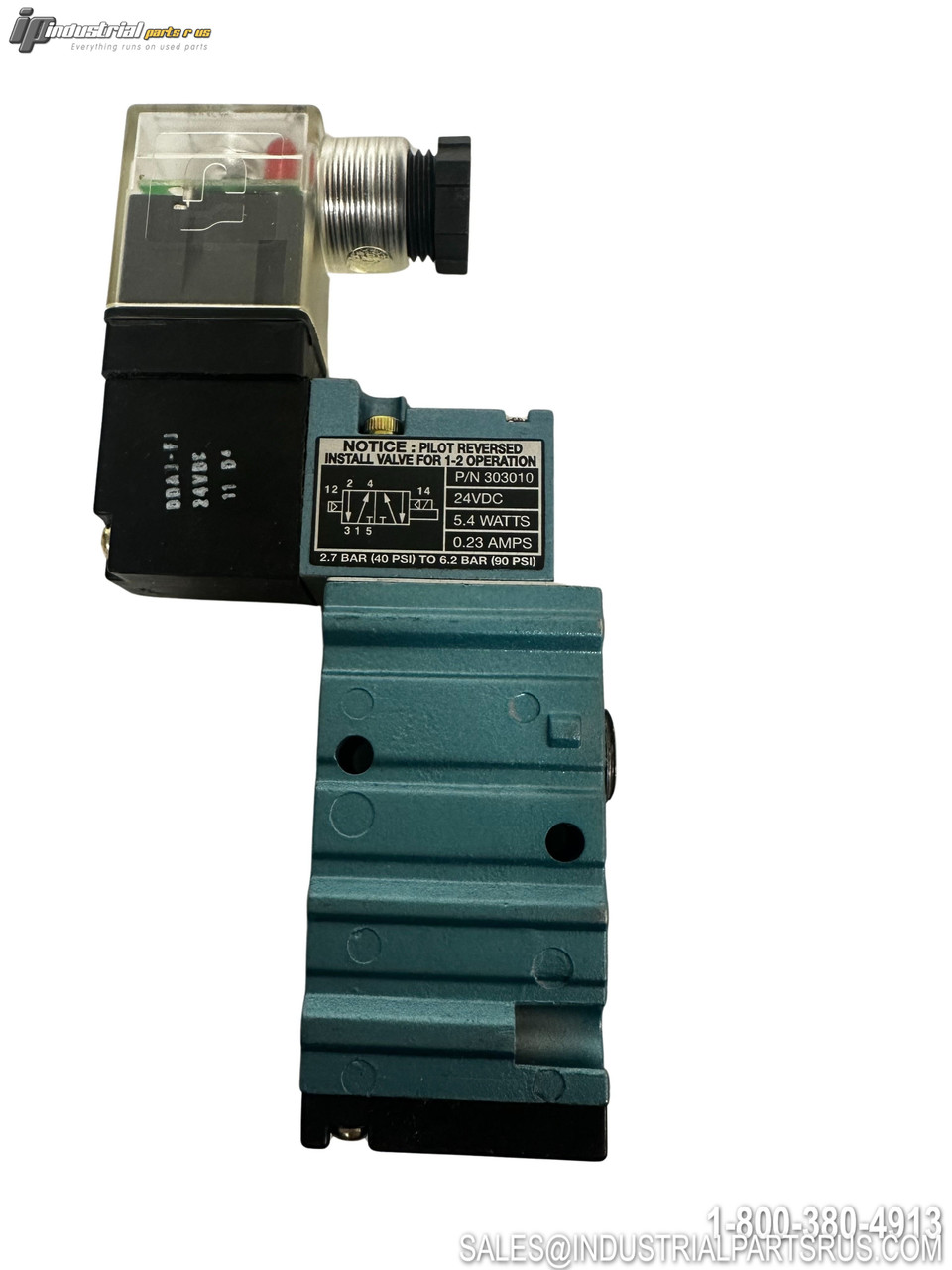 Nordson 303010C 24VDC Solenoid Valve 5.4W 0.23A Threaded Port Manifold Mount with LED Indicator and Electrical Connector