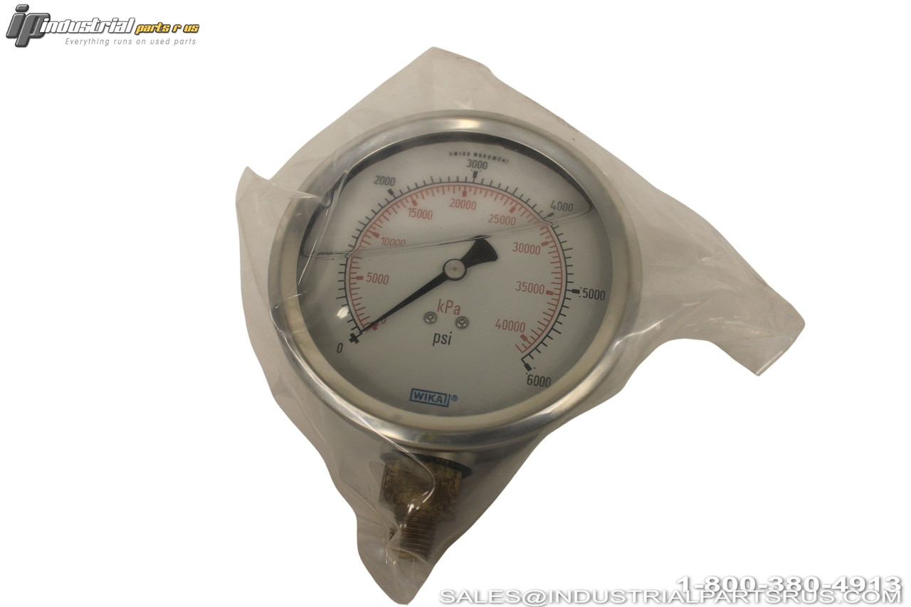 WIKA 52129837 Pressure Sensor 0-6000 PSI 0-40000 kPa Dual Scale Gauge Stainless Steel Housing Bottom Mount