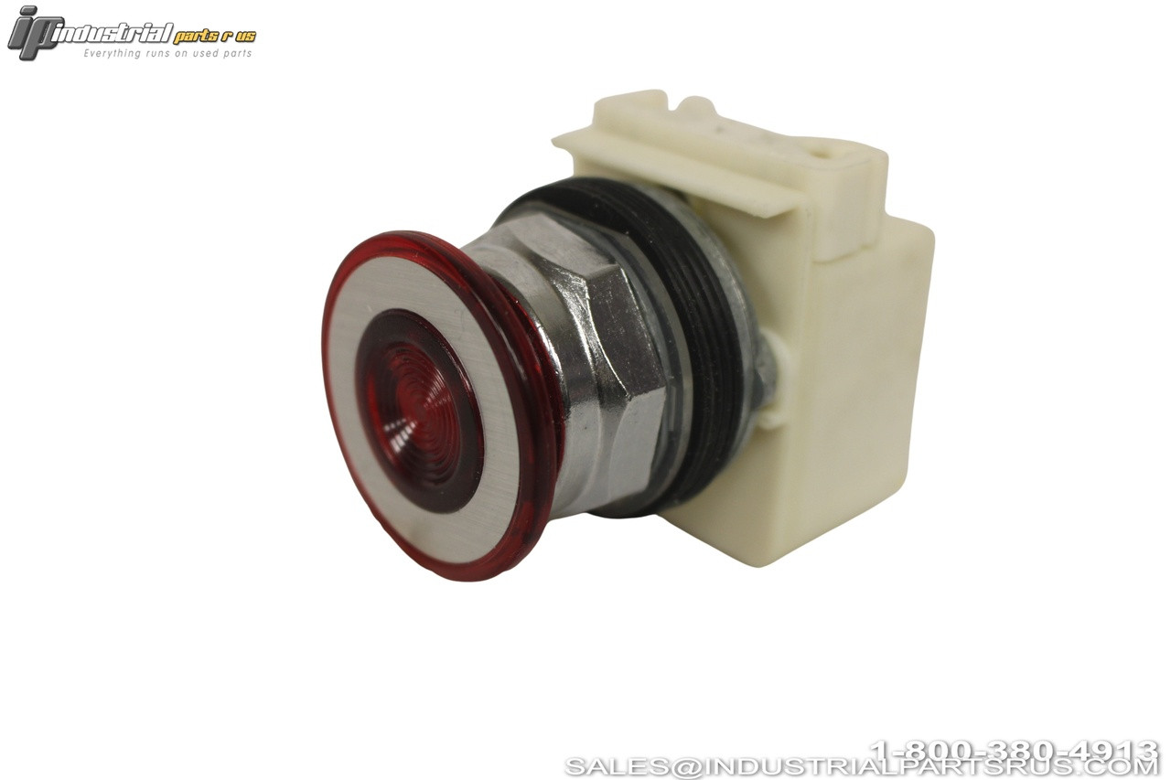 Schneider Electric 9001KR9P35RH13 Push Button Red Illuminated Chrome Bezel White Mounting Block Product Photo