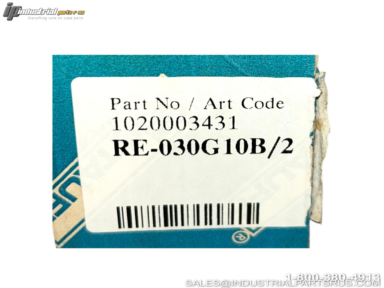 Stauff RE-030G10B/2 Hydraulic Filter Element Product Label with Part Number 1020003431 and Barcode