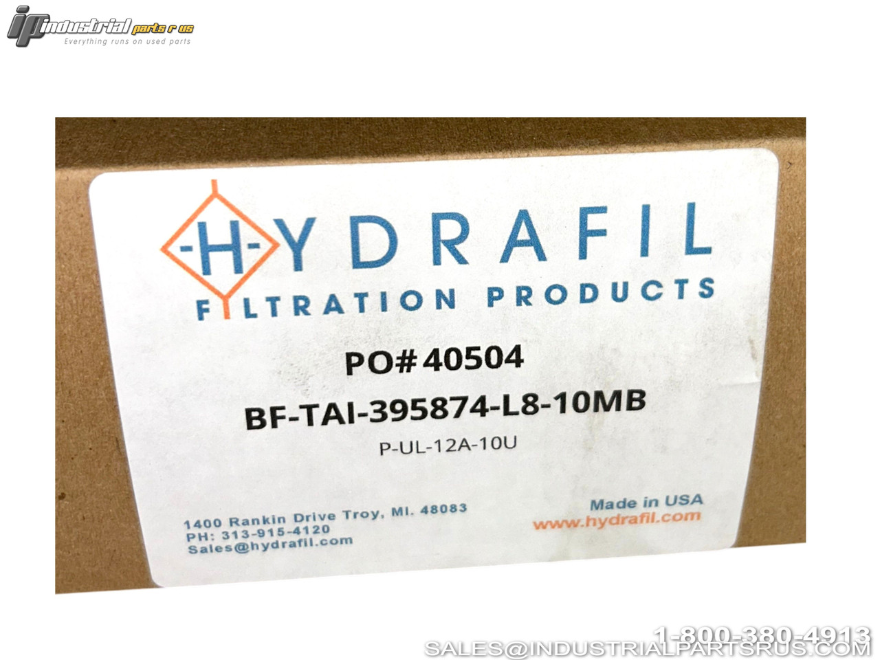 Hydrafil BF-TAI-395874-L8-10MB Hydraulic Filter Element Product Label 10 Micron Filtration Products