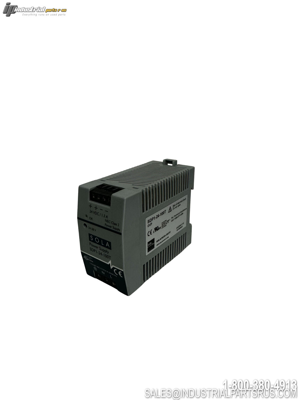 SOLA/HEVI-DUTY SDP1-24-100T DIN Rail Mount Switching Power Supply 24VDC Output with Heat Sink Fins and Terminal Connections