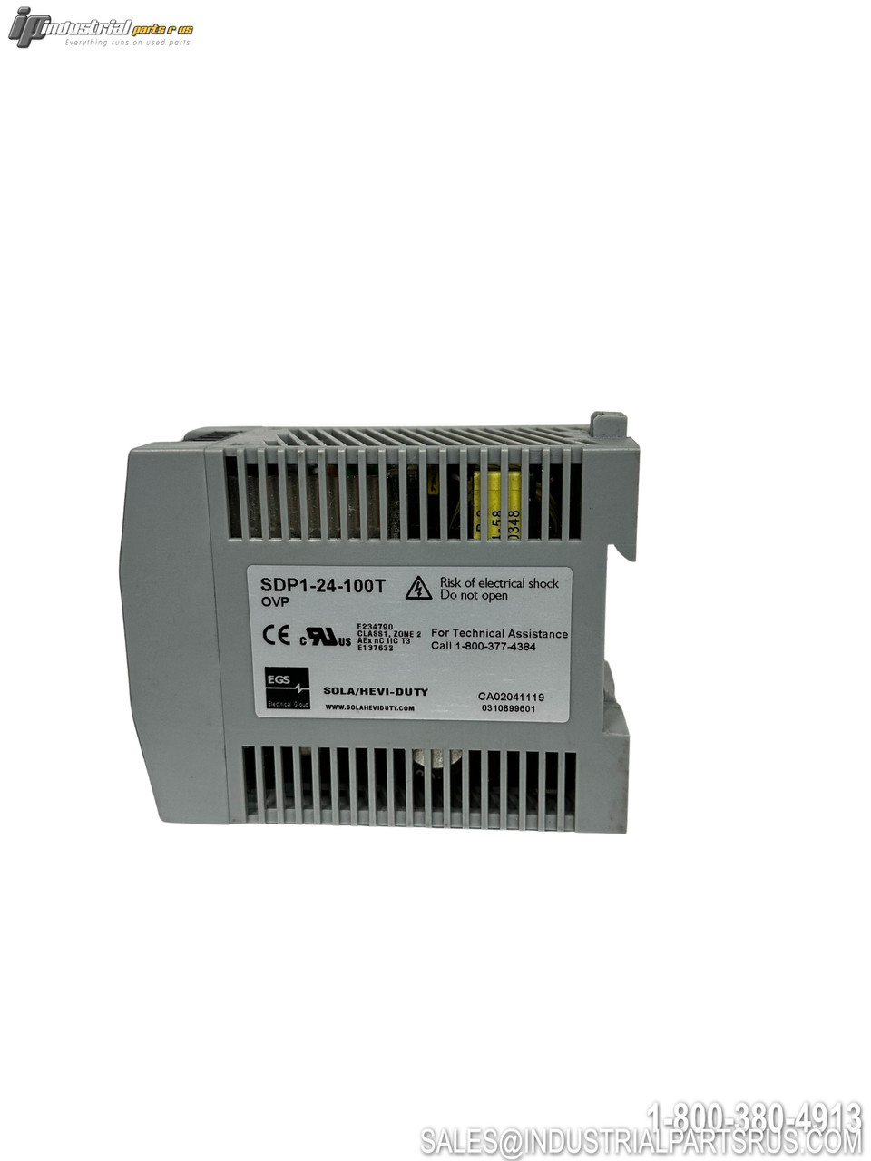 SOLA/HEVI-DUTY SDP1-24-100T DIN Rail Mount Switching Power Supply 24VDC 100W with Ventilation Grilles Side View