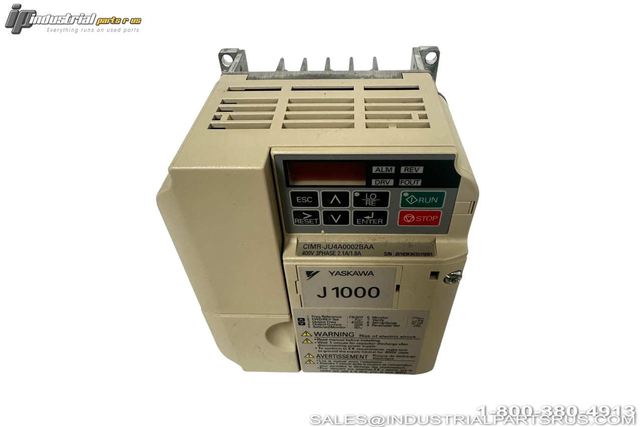 YASKAWA CIMR-JU4A0002BAA J1000 VFD Variable Frequency Drive with Digital Display Control Panel Front View