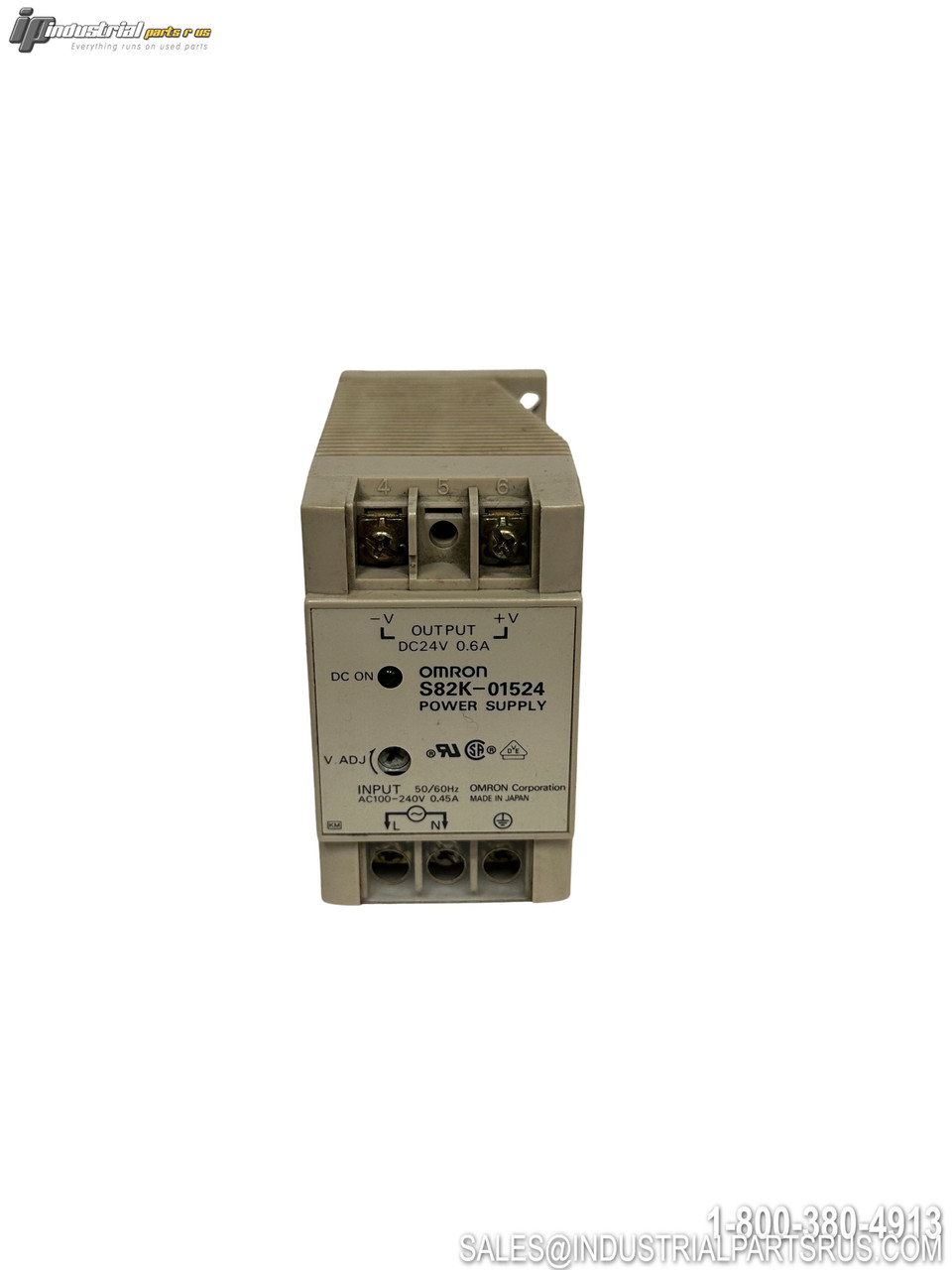 OMRON S82K-01524 Switching Power Supply DC24V 0.6A DIN Rail Mount with Terminal Connections Front View