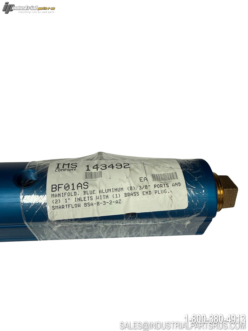 Smartflow 8SA-8-3-2-AZ Blue Aluminum Manifold with 3/8 Ports and Brass End Plug 2 Inlet Configuration