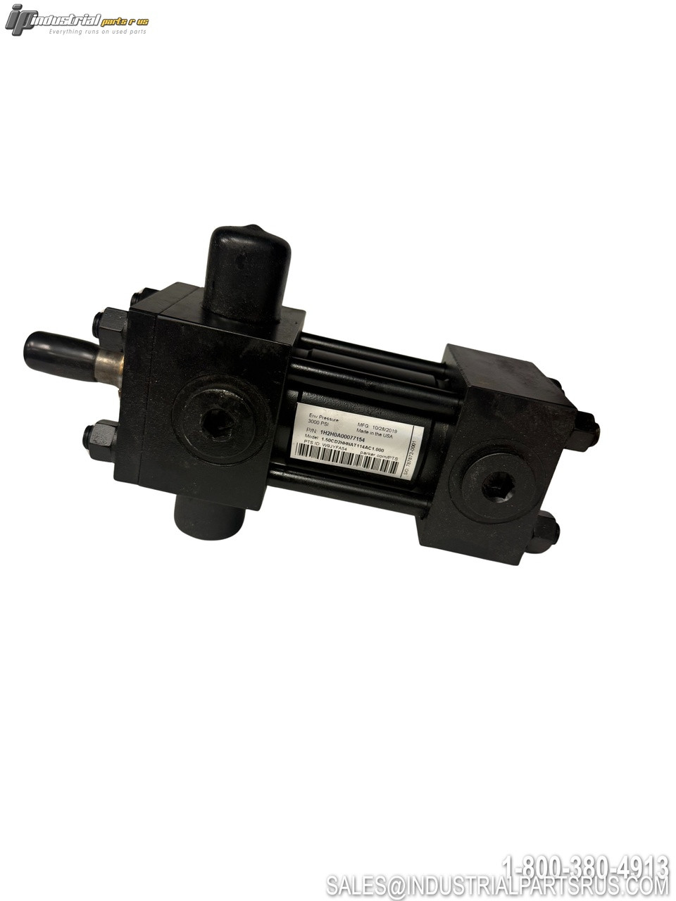 Parker 1H2H0A00077154 Hydraulic Cylinder Black Steel Construction Tie Rod Mount Double Acting Industrial