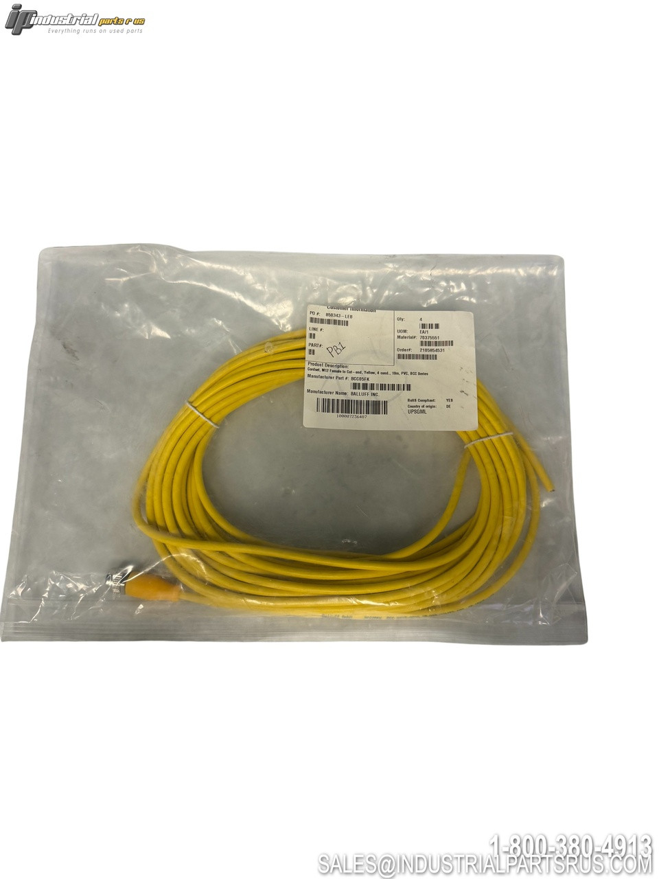 Balluff Bcco5fk Yellow Sensor Cable 4-Wire Conn...