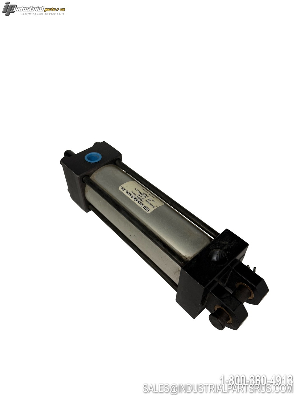 TRD Manufacturing 21363 Pneumatic Cylinder with Aluminum Tube Black End Caps and Blue Port Connection