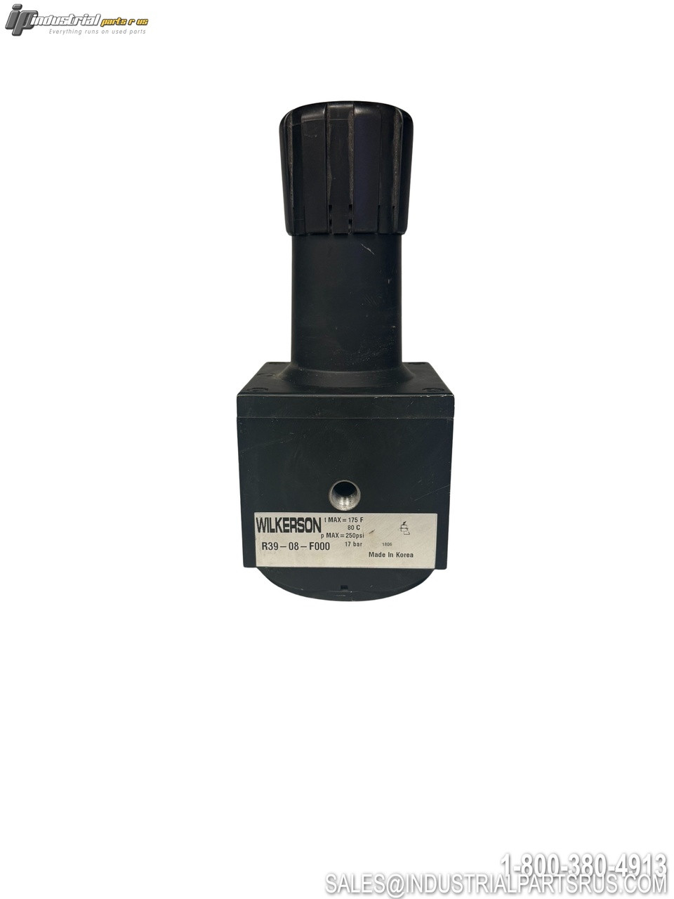 Wilkerson R39-08F000 Air Regulator with Manual Adjustment Knob and Pressure Relief Valve Black Body 250psi Max