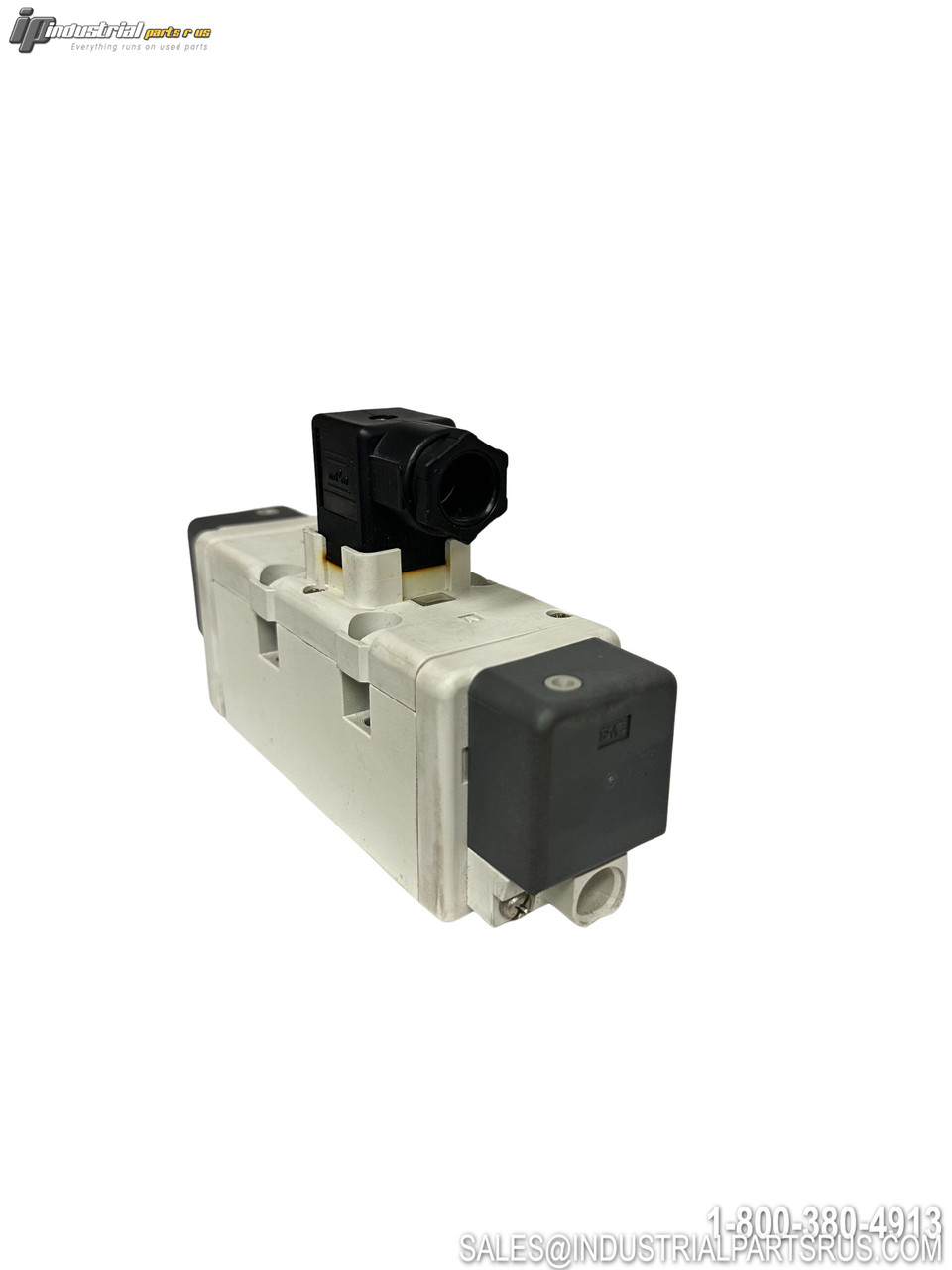 SMC VQ7-8-FIG-D-3N Solenoid Valve with electrical connector and pneumatic ports white body black components