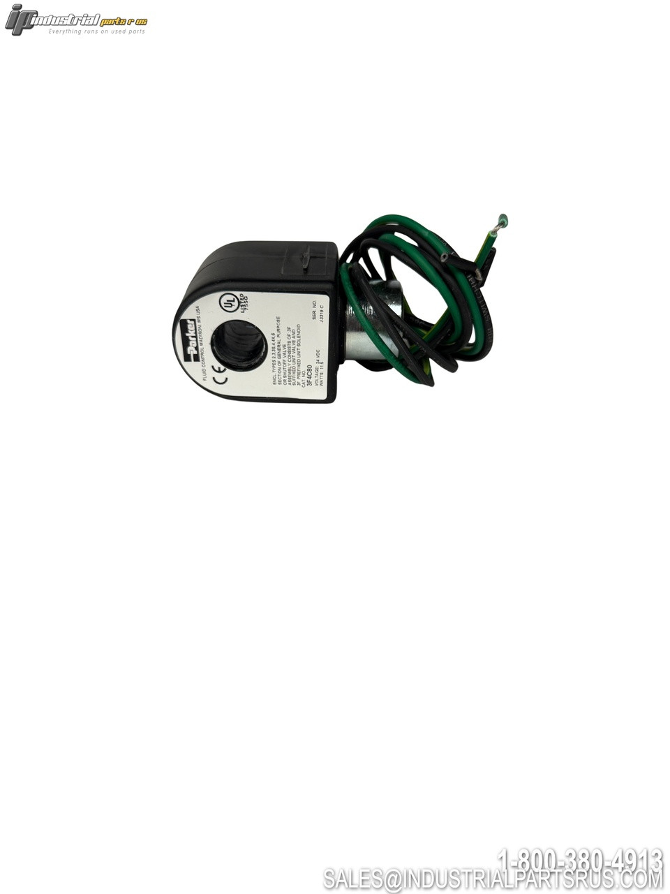 UNITSOLENOID 3F4C80 Solenoid Coil with Wire Leads Black Housing White Label Industrial Hydraulic Valve Component