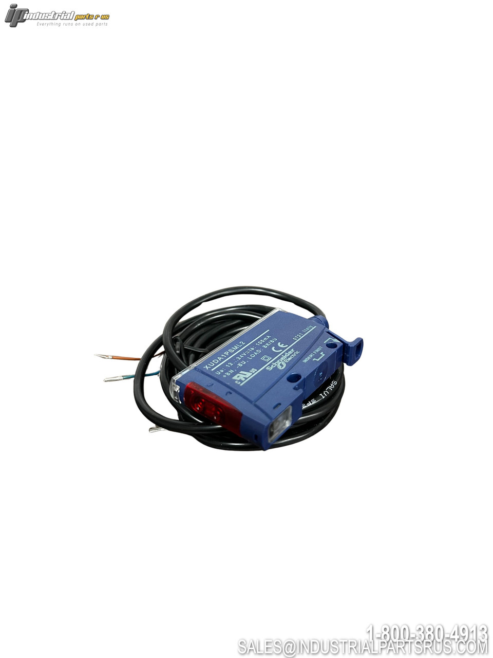 Telemecanique XUDA1PSML2 Fiber Optic Sensor blue housing with black cable and red LED indicator