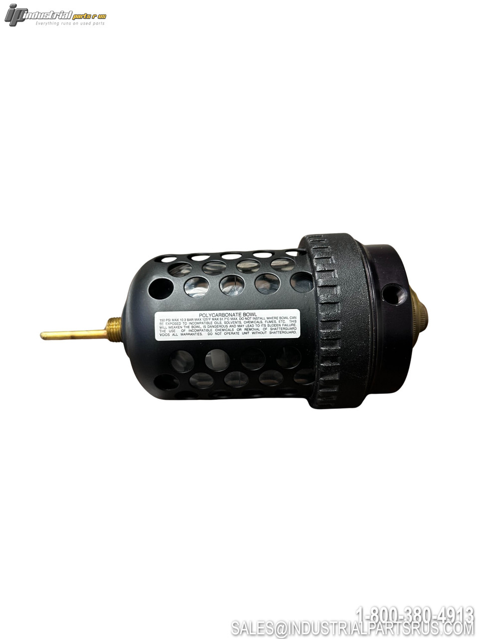 Master E100-2 Polycarbonate Bowl Pneumatic Valve with Perforated Housing and Brass Fitting Industrial Component