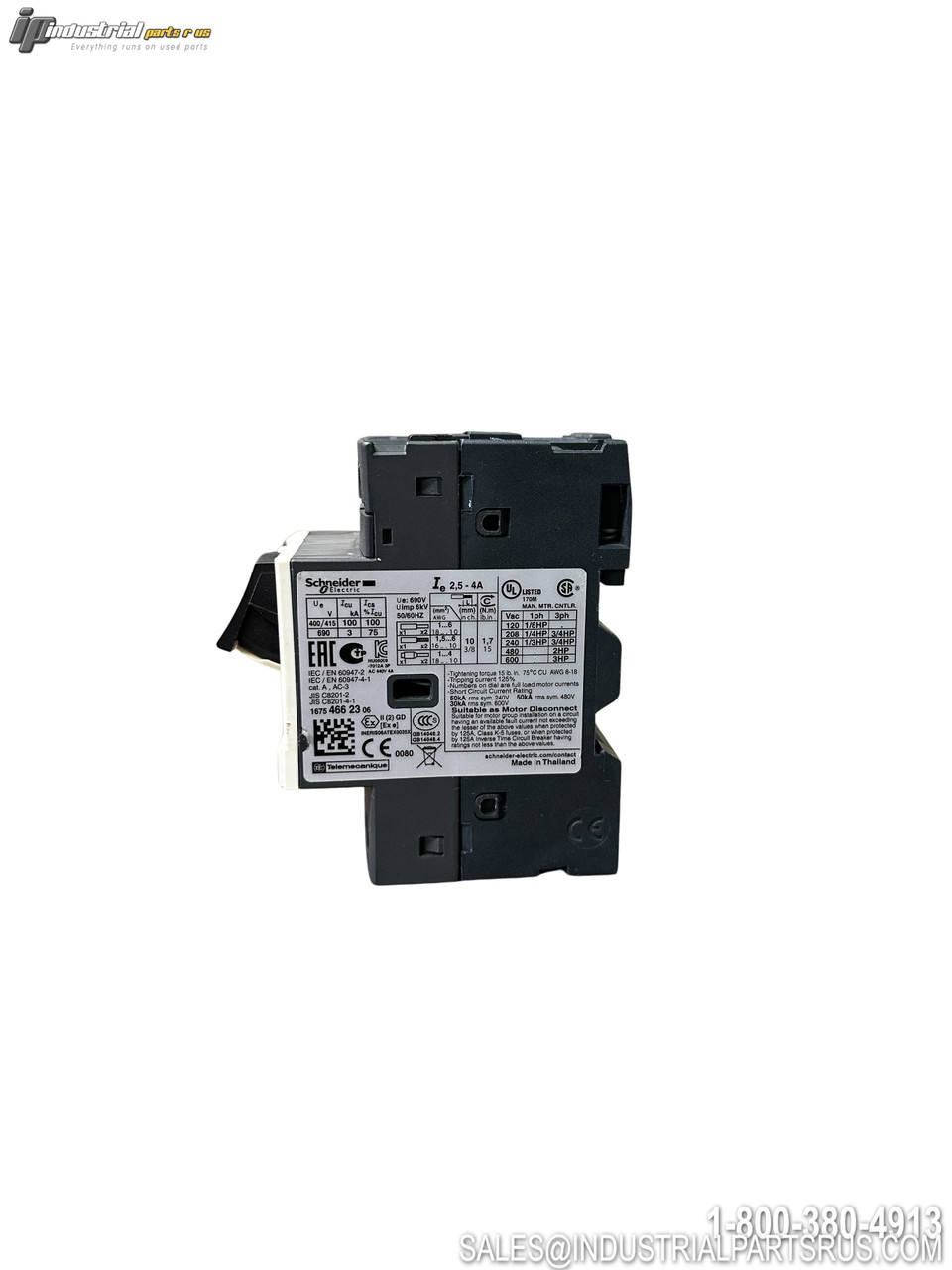 Schneider Gv2meo8 Motor Starter Thermal Magnetic Circuit Breaker 2.5-4A Rating DIN Rail Mount Front View