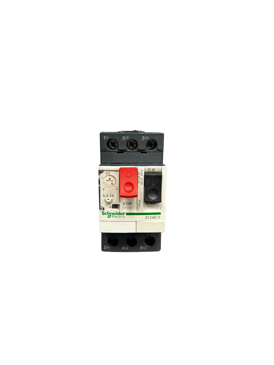 Schneider Electric GV2ME10 Motor Starter 4-6.3A with Stop/Start Buttons and 3-Phase Terminals
