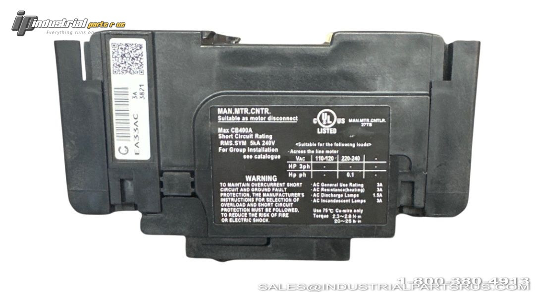 Fuji Electric BB3AEAC-003 Circuit Breaker Nameplate Data Tag Main MTR CNTR Motor Disconnect 60A 240V UL Listed